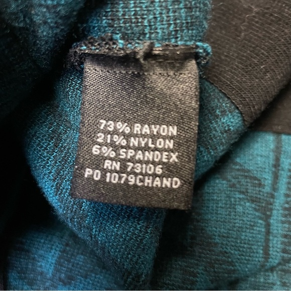 Michael Simon Snap Button Sweater Cardigan Jacket Women Large Teal Black Stretch - Picture 11 of 11